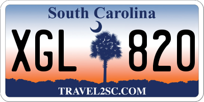 SC license plate XGL820