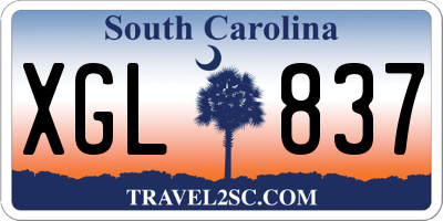 SC license plate XGL837