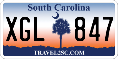 SC license plate XGL847