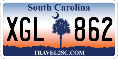 SC license plate XGL862