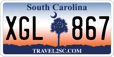SC license plate XGL867
