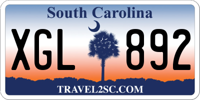 SC license plate XGL892