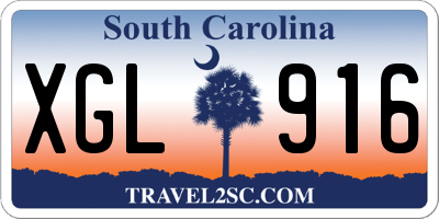 SC license plate XGL916