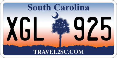 SC license plate XGL925