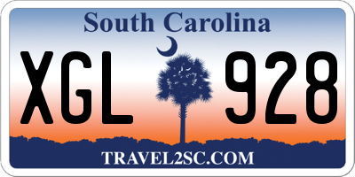 SC license plate XGL928