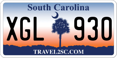 SC license plate XGL930