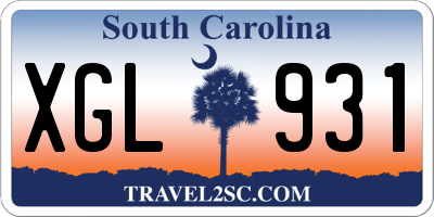 SC license plate XGL931