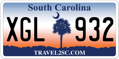 SC license plate XGL932