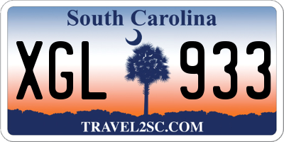 SC license plate XGL933