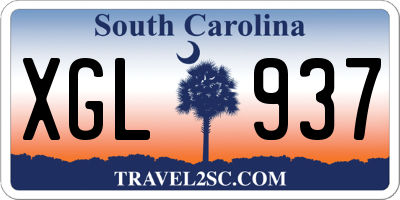 SC license plate XGL937