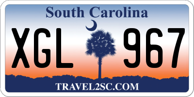 SC license plate XGL967