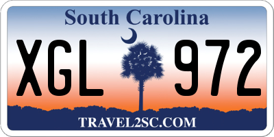 SC license plate XGL972