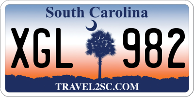 SC license plate XGL982
