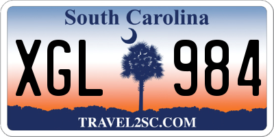 SC license plate XGL984