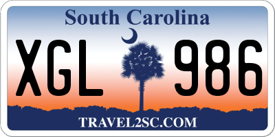 SC license plate XGL986