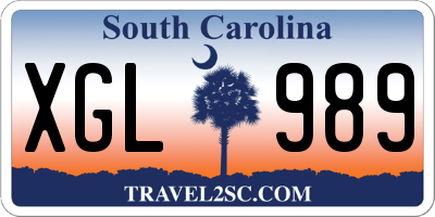 SC license plate XGL989
