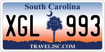 SC license plate XGL993
