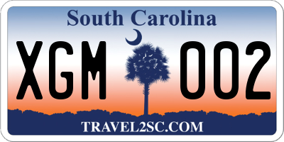 SC license plate XGM002