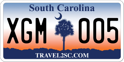 SC license plate XGM005