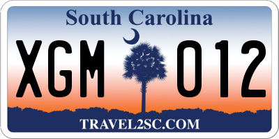 SC license plate XGM012