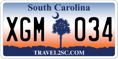 SC license plate XGM034