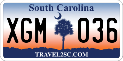 SC license plate XGM036