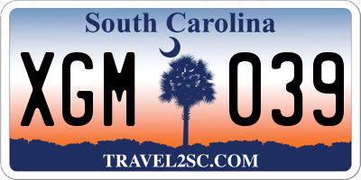 SC license plate XGM039