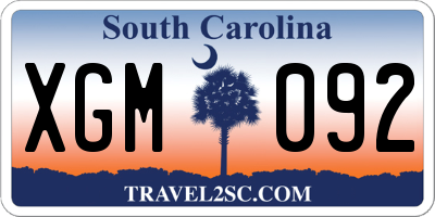 SC license plate XGM092