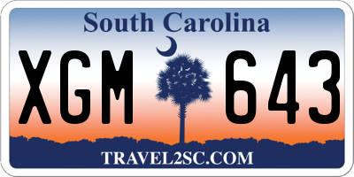 SC license plate XGM643