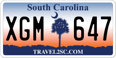 SC license plate XGM647