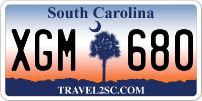 SC license plate XGM680
