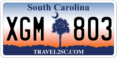 SC license plate XGM803