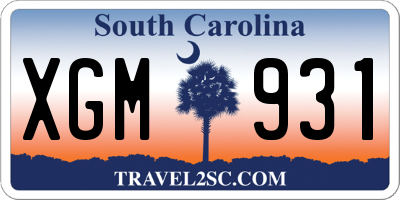 SC license plate XGM931