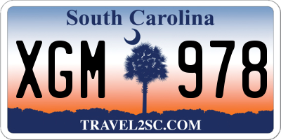 SC license plate XGM978