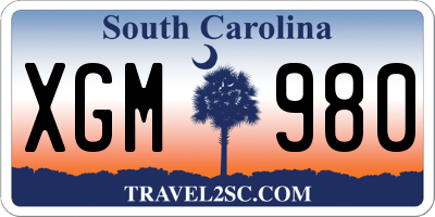 SC license plate XGM980