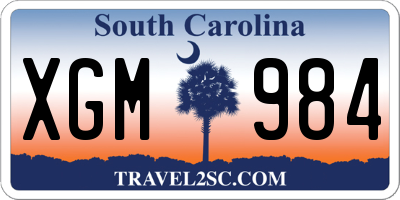 SC license plate XGM984