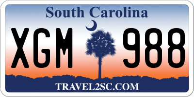 SC license plate XGM988