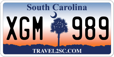 SC license plate XGM989