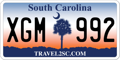 SC license plate XGM992