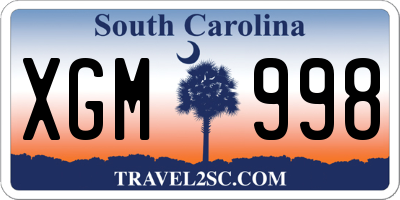 SC license plate XGM998