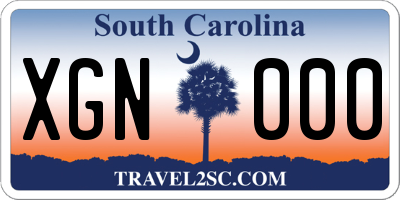 SC license plate XGN000
