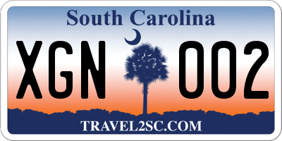 SC license plate XGN002