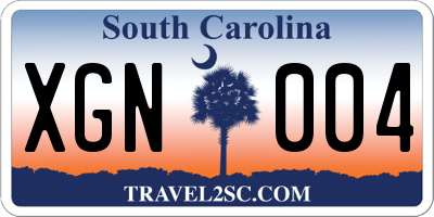 SC license plate XGN004