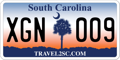 SC license plate XGN009