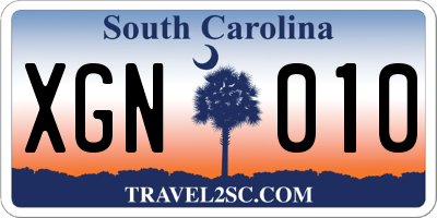 SC license plate XGN010