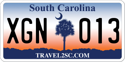 SC license plate XGN013