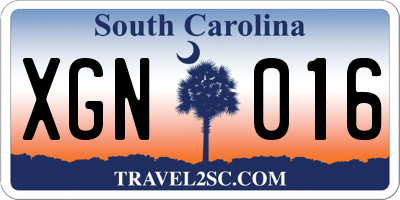 SC license plate XGN016
