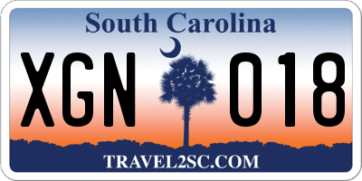 SC license plate XGN018