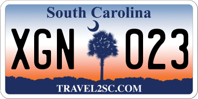 SC license plate XGN023