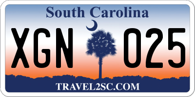 SC license plate XGN025